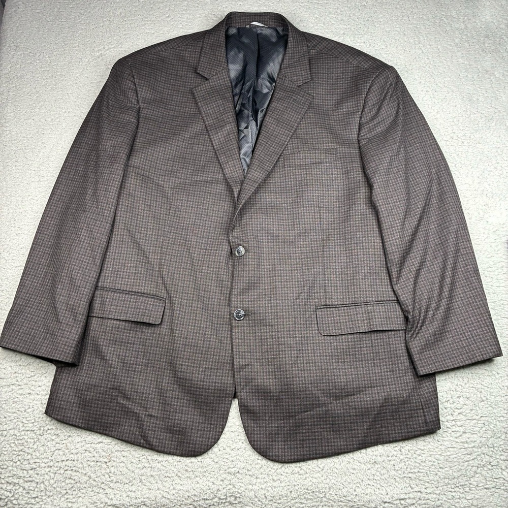 Oak Hill Sport Coat Blazer Men's 54-56‎ 3XL Gray Red Micro Check Two Button